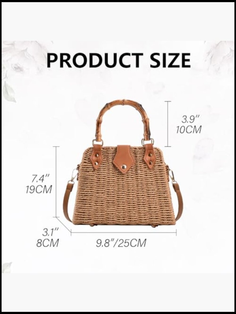 Straw Tote Bag Woven Crossbody Shoulder Handbag Beach Summer Vacation Vintage - Picture 6 of 7